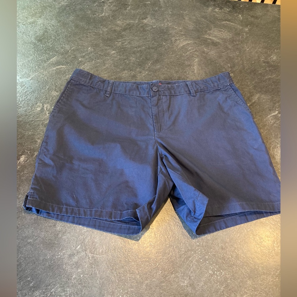 Girls Lands End navy blue chino uniform shorts size 16+